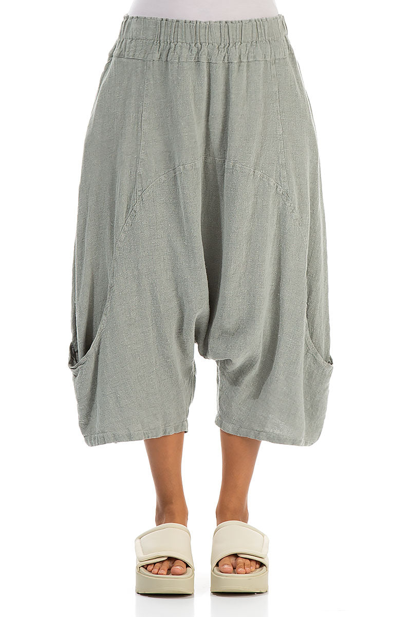 Wide Baggy Taupe Linen Trousers