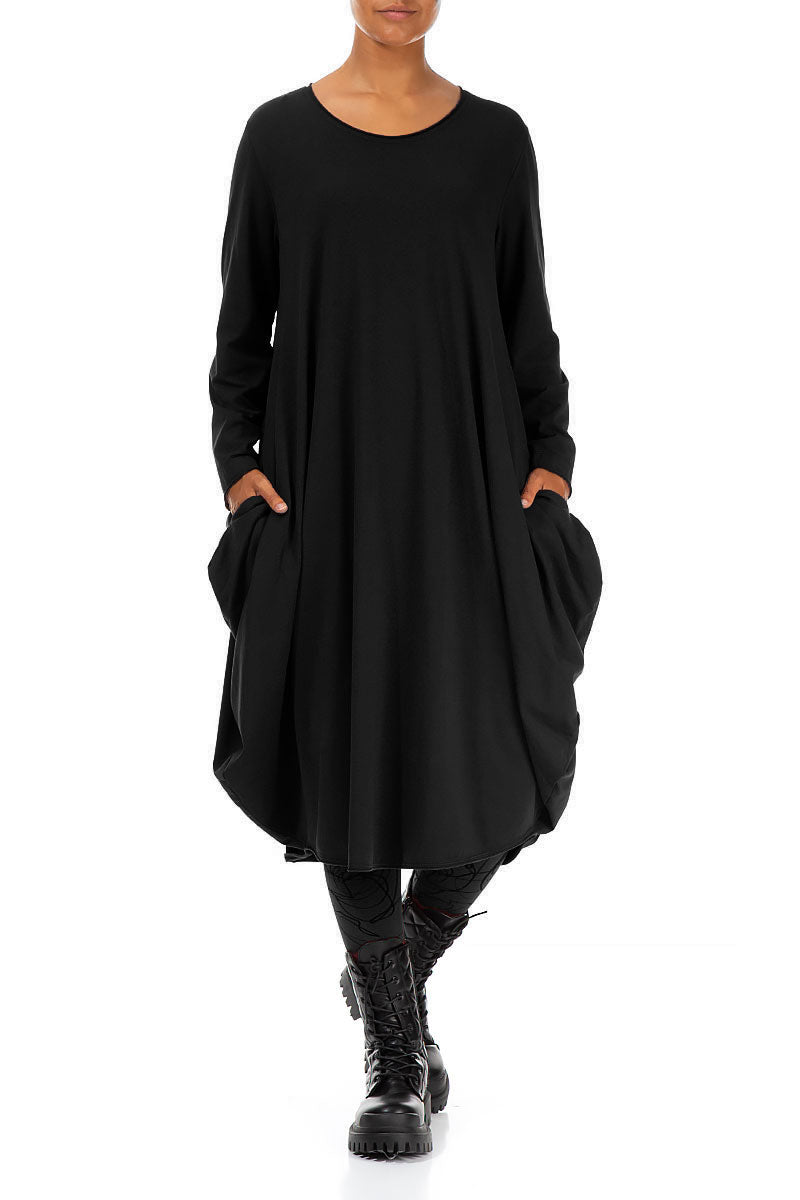 Wide Black Cotton Dress