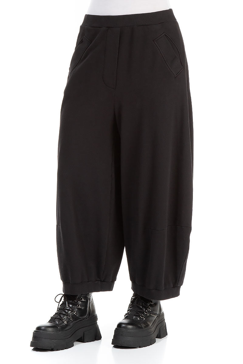 Wide Black Cotton Trousers