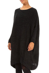 Wide Black Plissé Silk Kaftan Dress 3