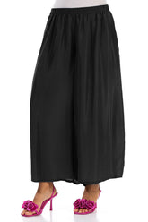 Cropped Wide Black Pure Silk Trousers 3