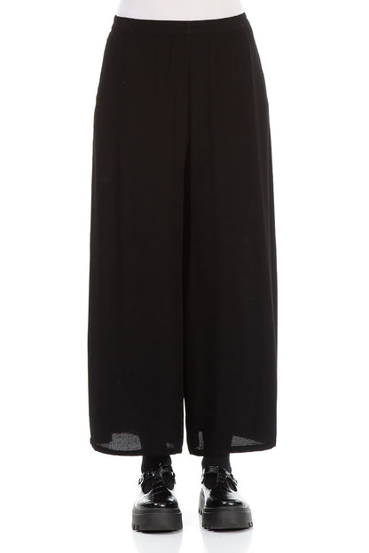 Wide Black Viscose Trousers 1