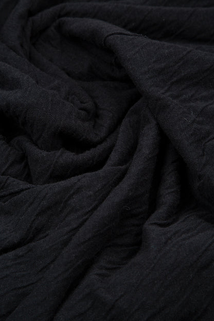 Wide Black Wavy Cotton Trousers 4