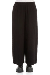 Wide Black Wavy Cotton Trousers 1