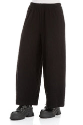Wide Black Wavy Cotton Trousers 3