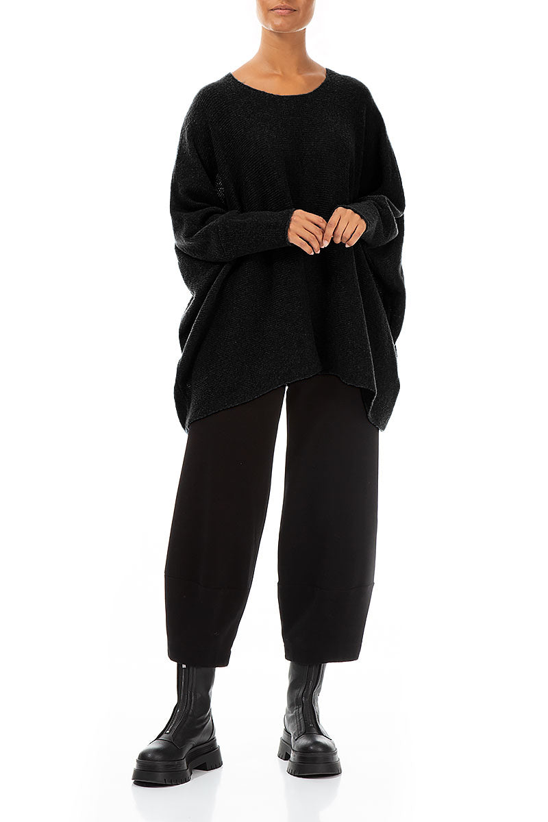 Wide Boxy Black Wool Sweater