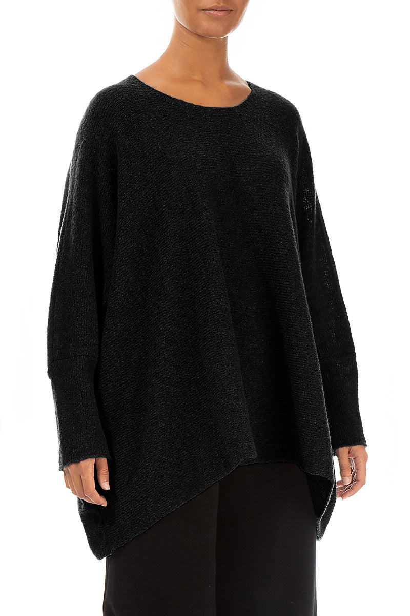 Wide Boxy Black Wool Sweater