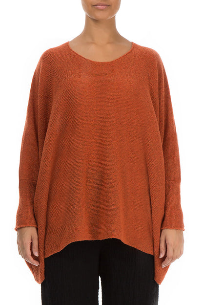 Wide Boxy Burnt Orange Wool Sweater