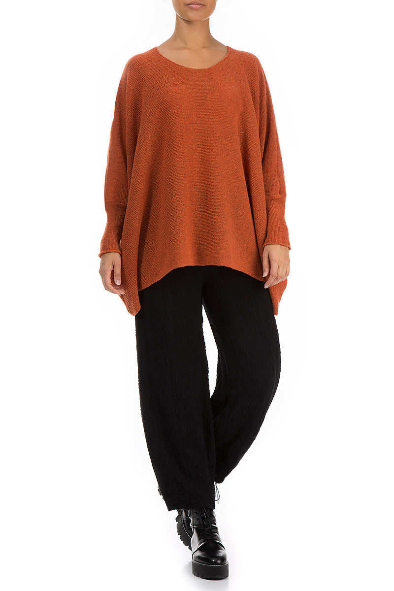 Wide Boxy Burnt Orange Wool Sweater