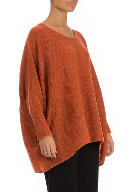 Wide Boxy Burnt Orange Wool Sweater