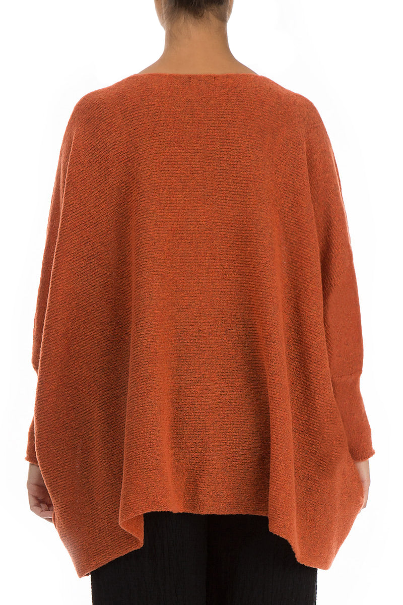 Wide Boxy Burnt Orange Wool Sweater