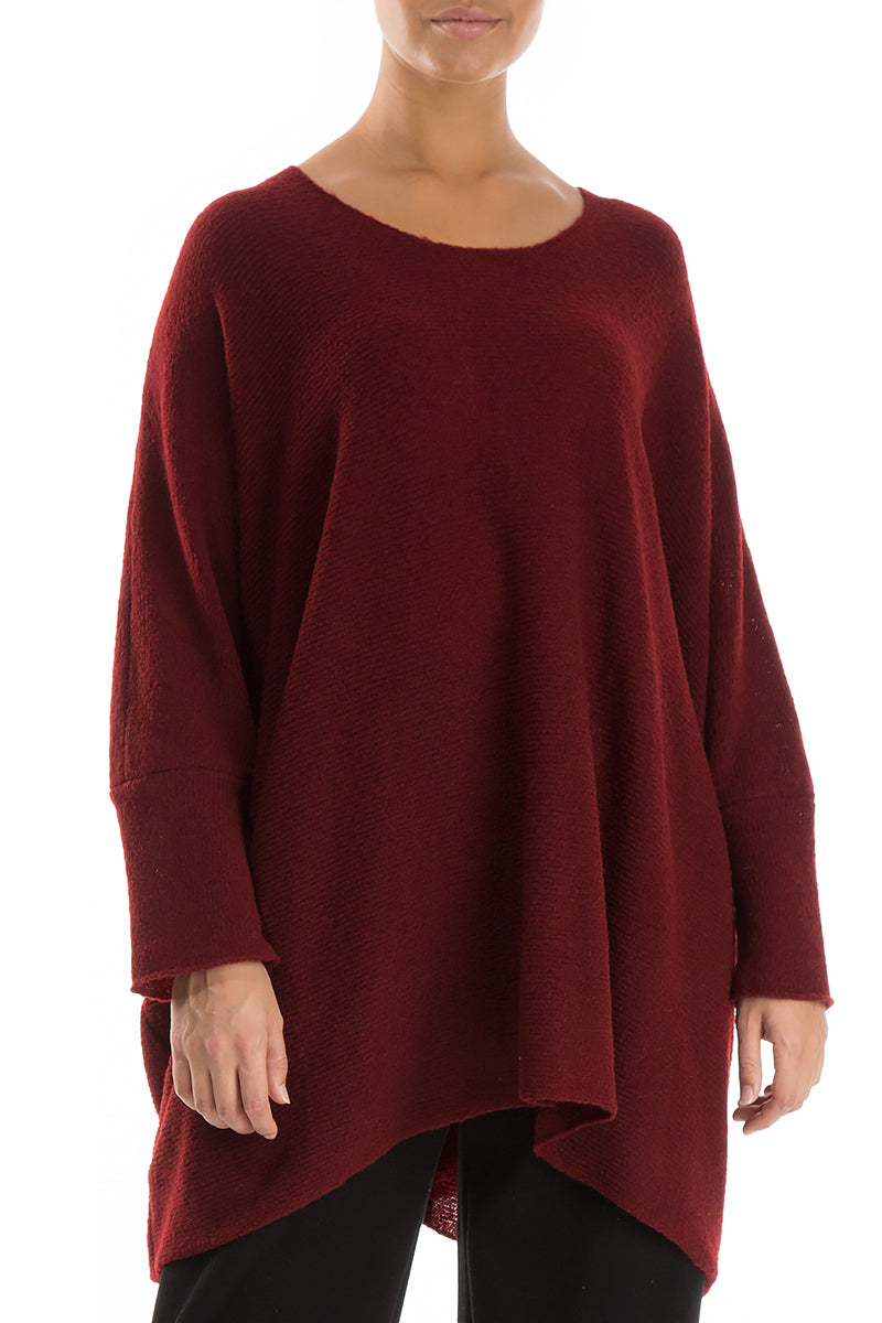 Wide Boxy Maroon Wool Sweater