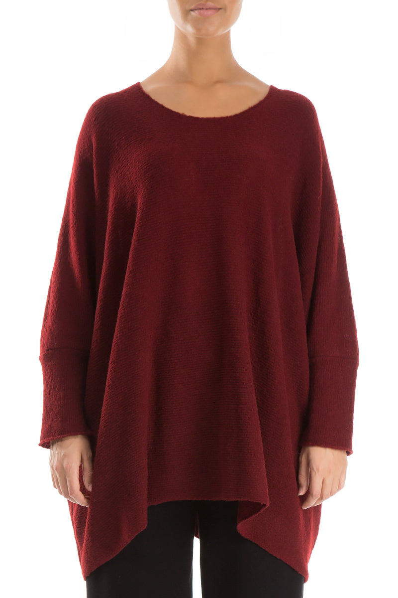 Wide Boxy Maroon Wool Sweater