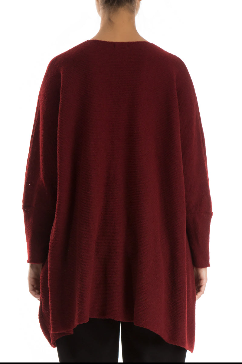 Wide Boxy Maroon Wool Sweater