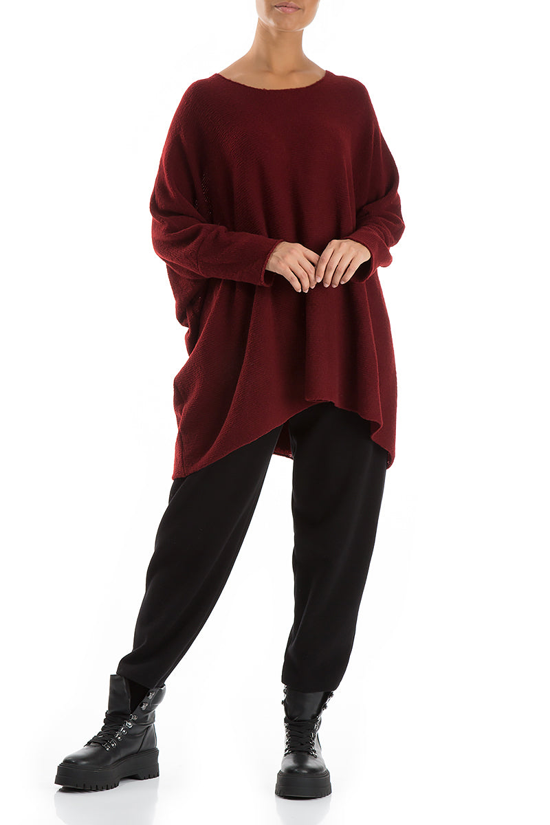 Wide Boxy Maroon Wool Sweater