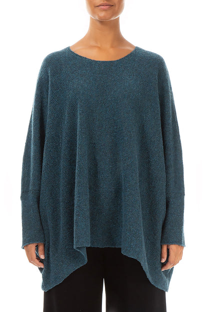 Wide Boxy Teal Wool Sweater