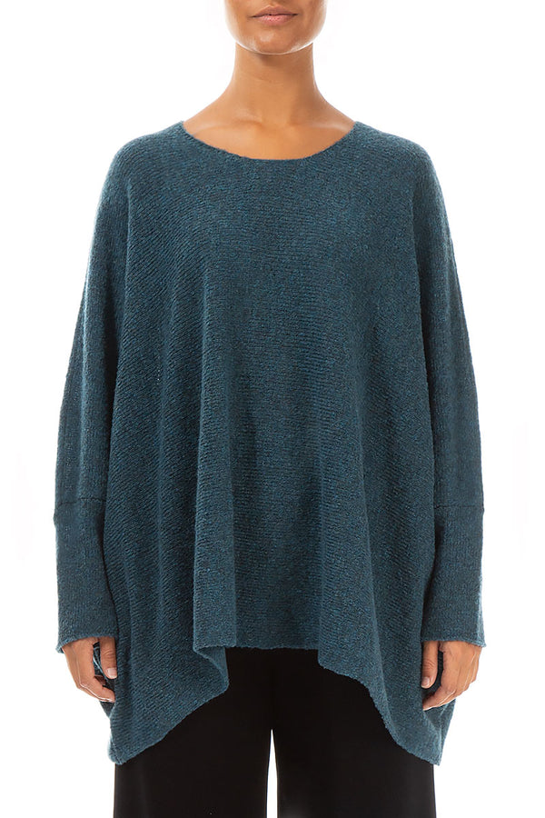 Wide Boxy Teal Wool Sweater 1