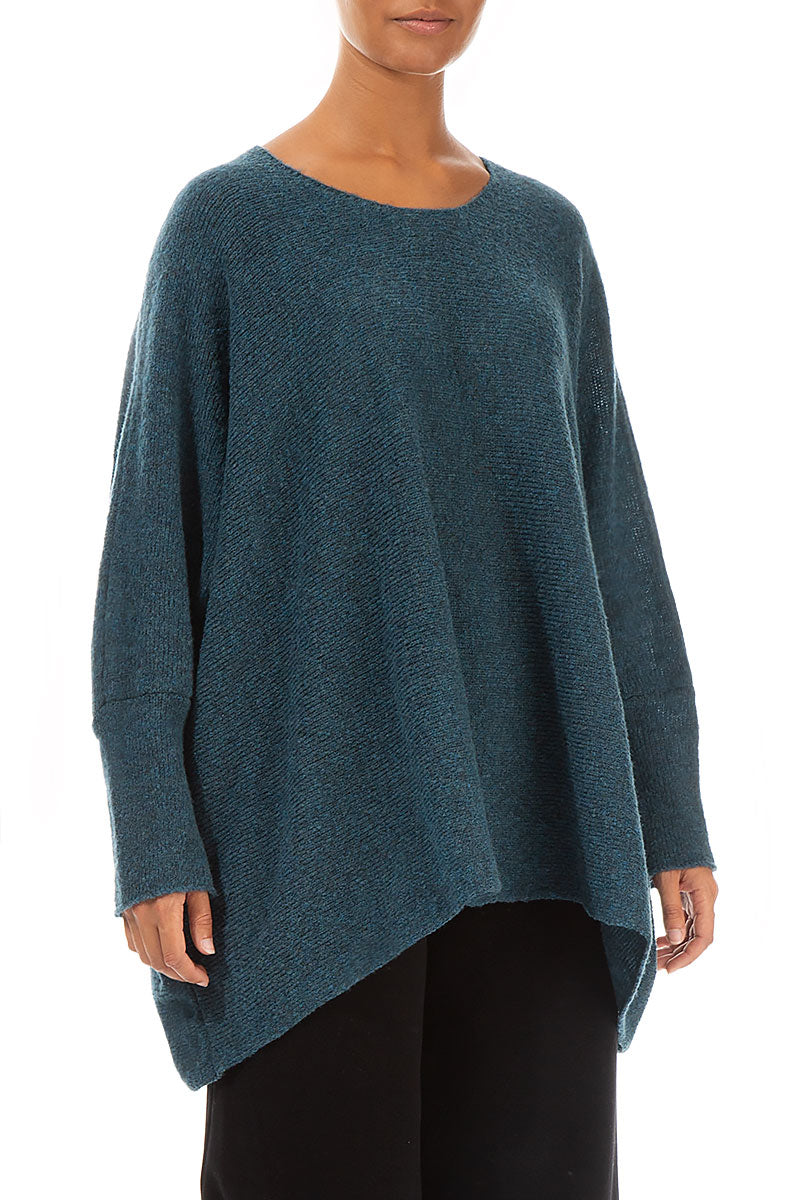 Wide Boxy Teal Wool Sweater