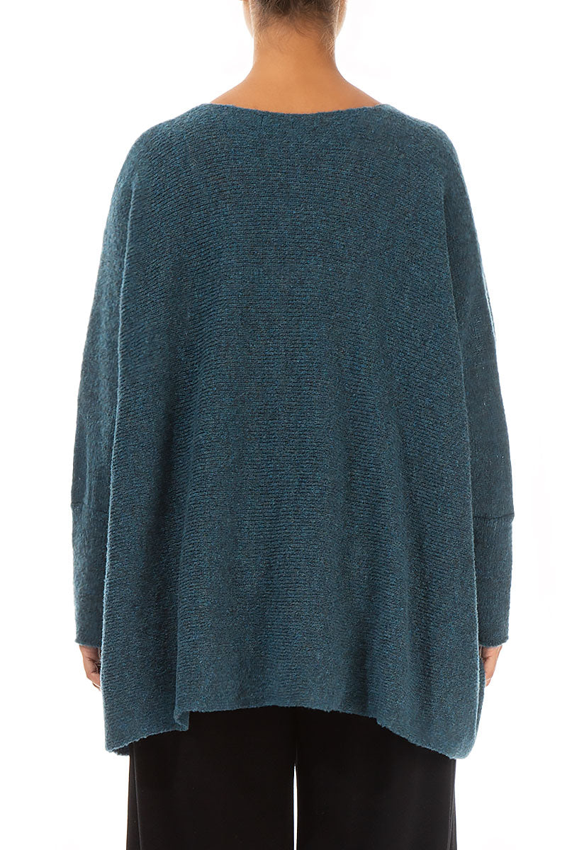 Wide Boxy Teal Wool Sweater
