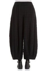 Wide Bubble Black Silk Trousers 2