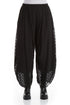 Wide Bubbly Pattern Black Silk Trousers 1