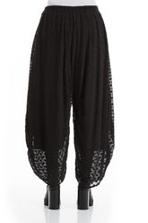 Wide Bubbly Pattern Black Silk Trousers 2