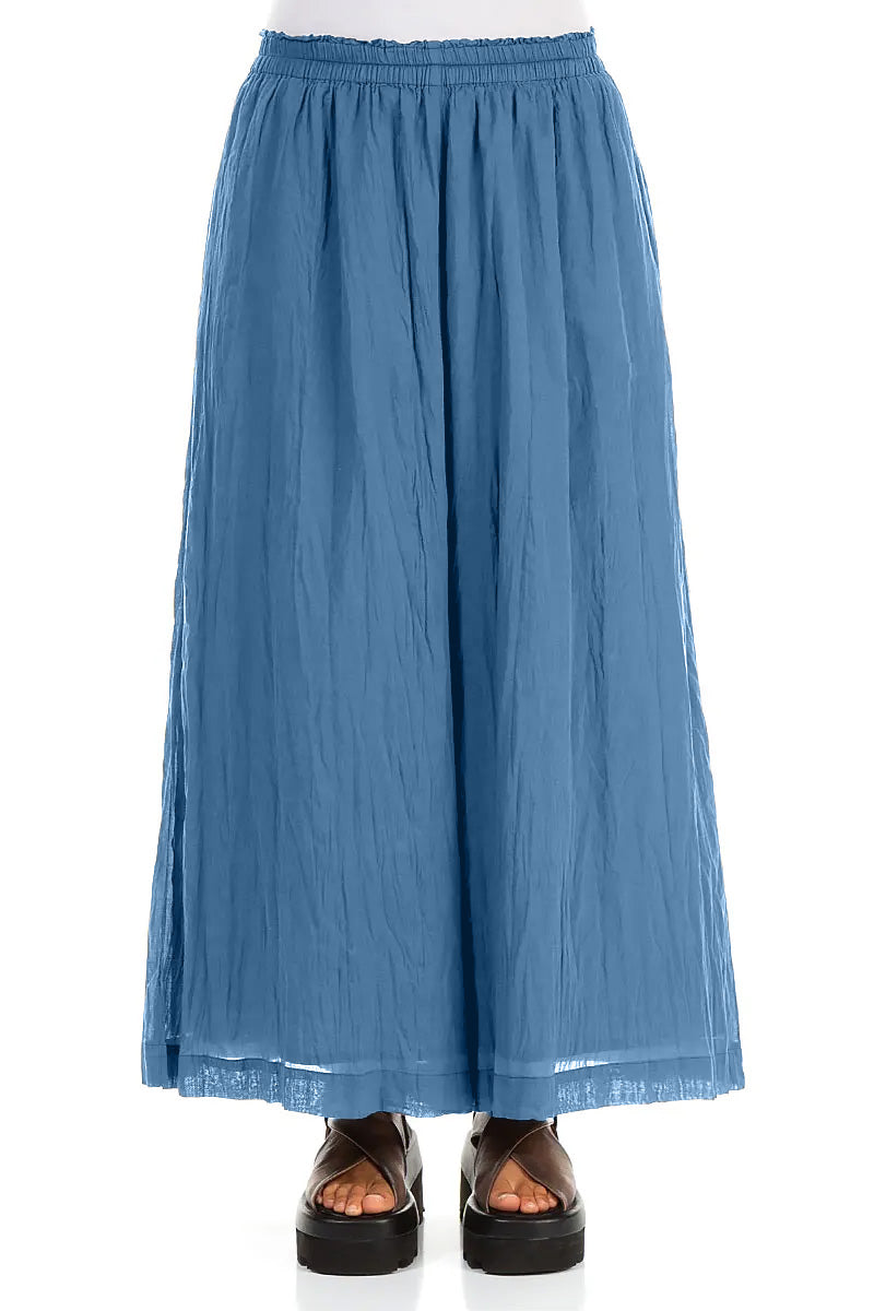 Weite kobaltblaue geknitterte Baumwollhose