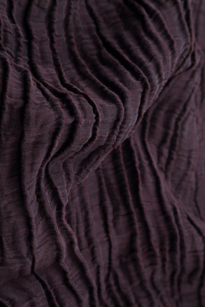 Wide Crinkled Black Violet Silk Trousers