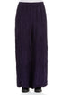 Wide Crinkled Royal Purple Silk Linen Trousers 1