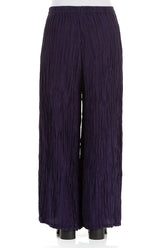 Wide Crinkled Royal Purple Silk Linen Trousers 2