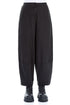 Wide Cropped Black Silk Linen Trousers 1