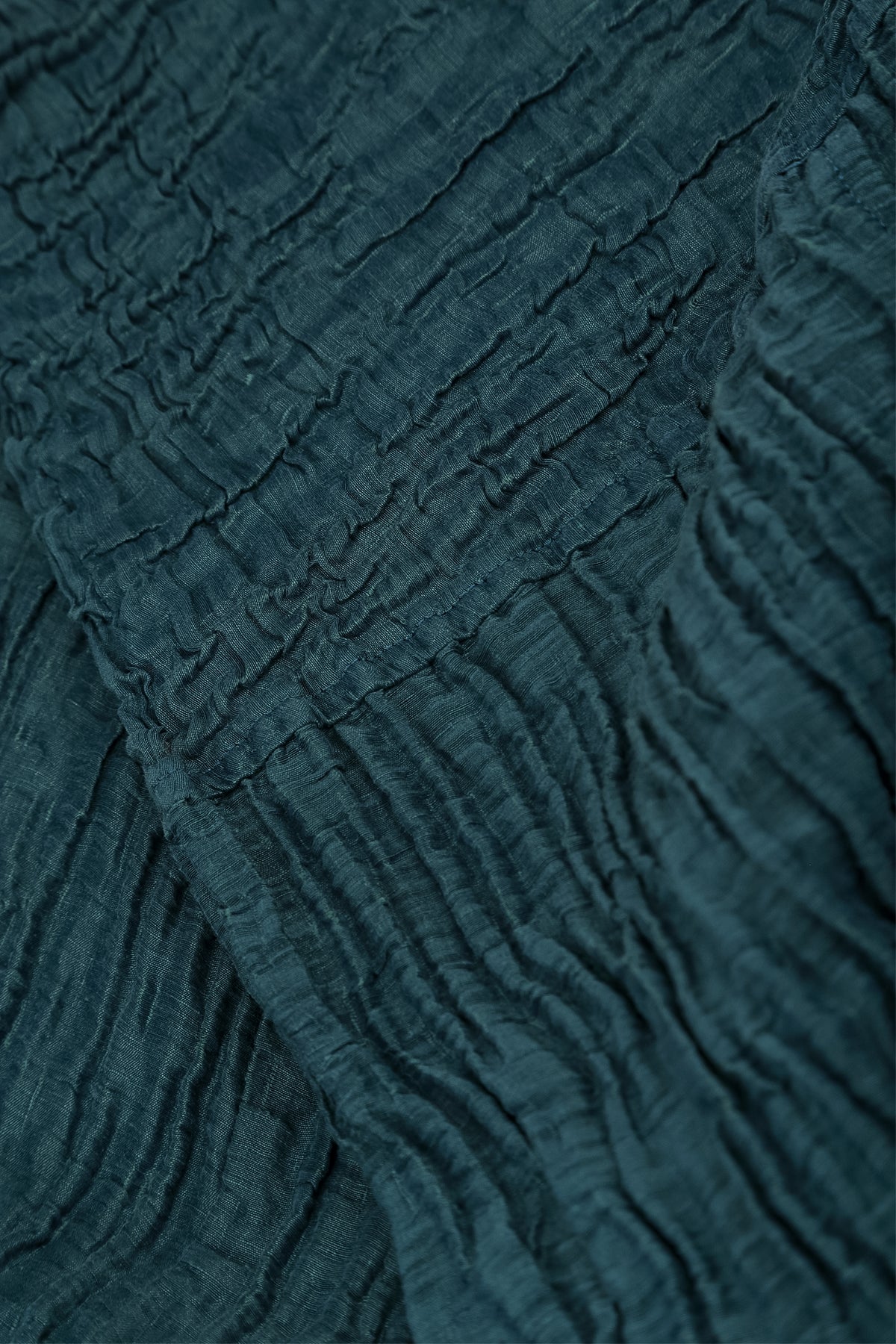 Wide Cropped Crinkled Deep Turquoise Silk Linen Trousers