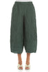 Wide Cropped Crinkled Sage Silk Linen Trousers 1