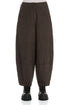Wide Cropped Forest Brown Silk Linen Trousers 1