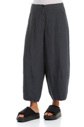 Wide Cropped Graphite Linen Trousers 3