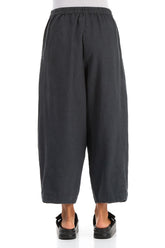 Wide Cropped Graphite Linen Trousers 2