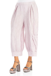 Wide Cropped Lilac Wavy Silk Trousers 3