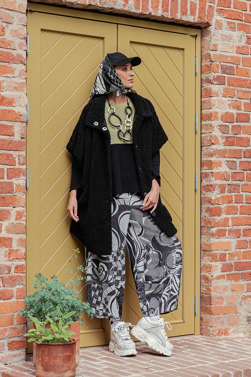 Wide Cropped Textured Orbit Silk Linen Trousers 7