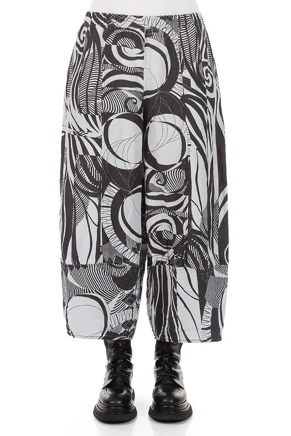 Wide Cropped Textured Pearl Grey Orbit Silk Linen Trousers 1