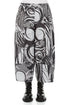 Wide Cropped Textured Pearl Grey Orbit Silk Linen Trousers 1