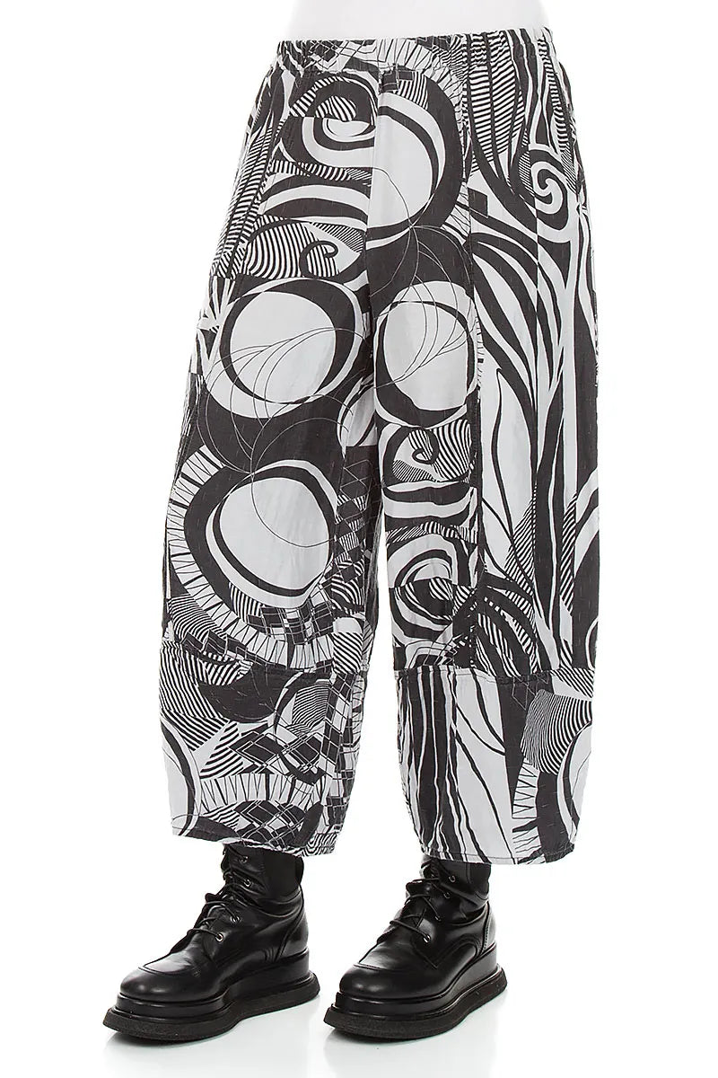 Wide Cropped Textured Pearl Grey Orbit Silk Linen Trousers 3