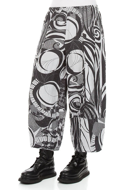Wide Cropped Textured Pearl Grey Orbit Silk Linen Trousers 3