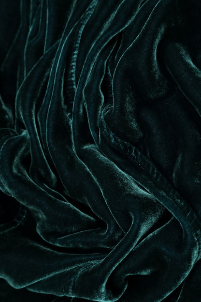 Wide Deep Turquoise Silk Velvet Trousers