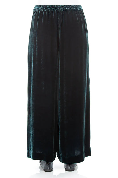 Wide Deep Turquoise Silk Velvet Trousers