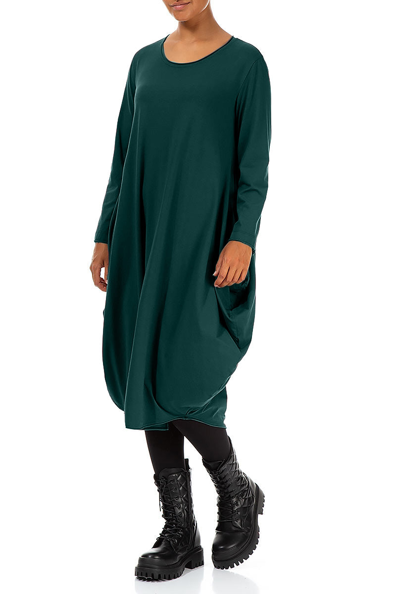 Wide Emerald Cotton Dress