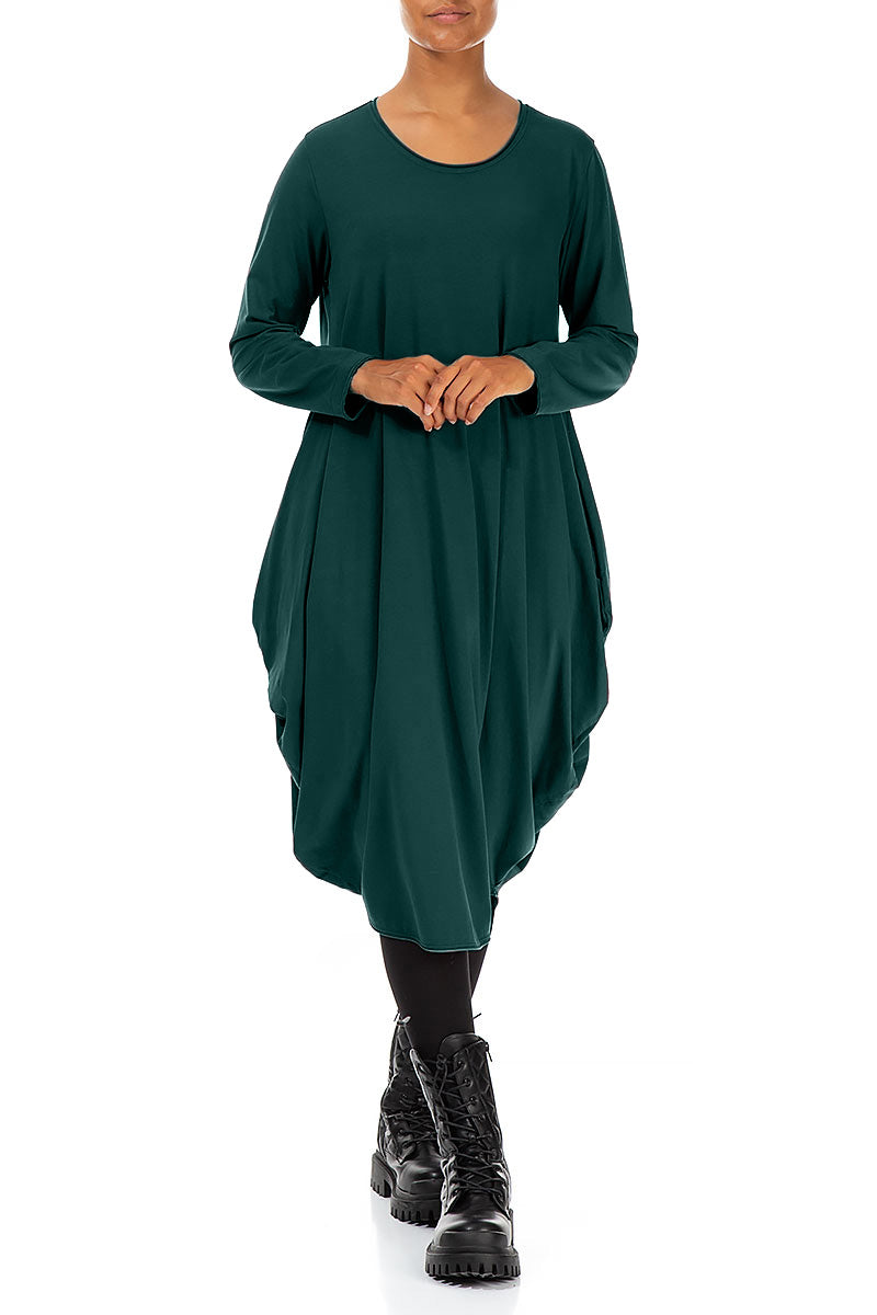 Wide Emerald Cotton Dress