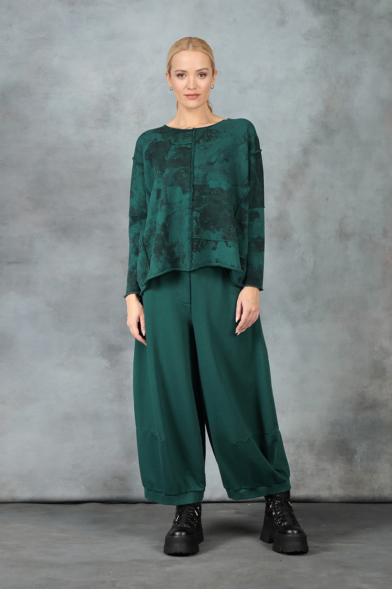 Wide Emerald Cotton Trousers