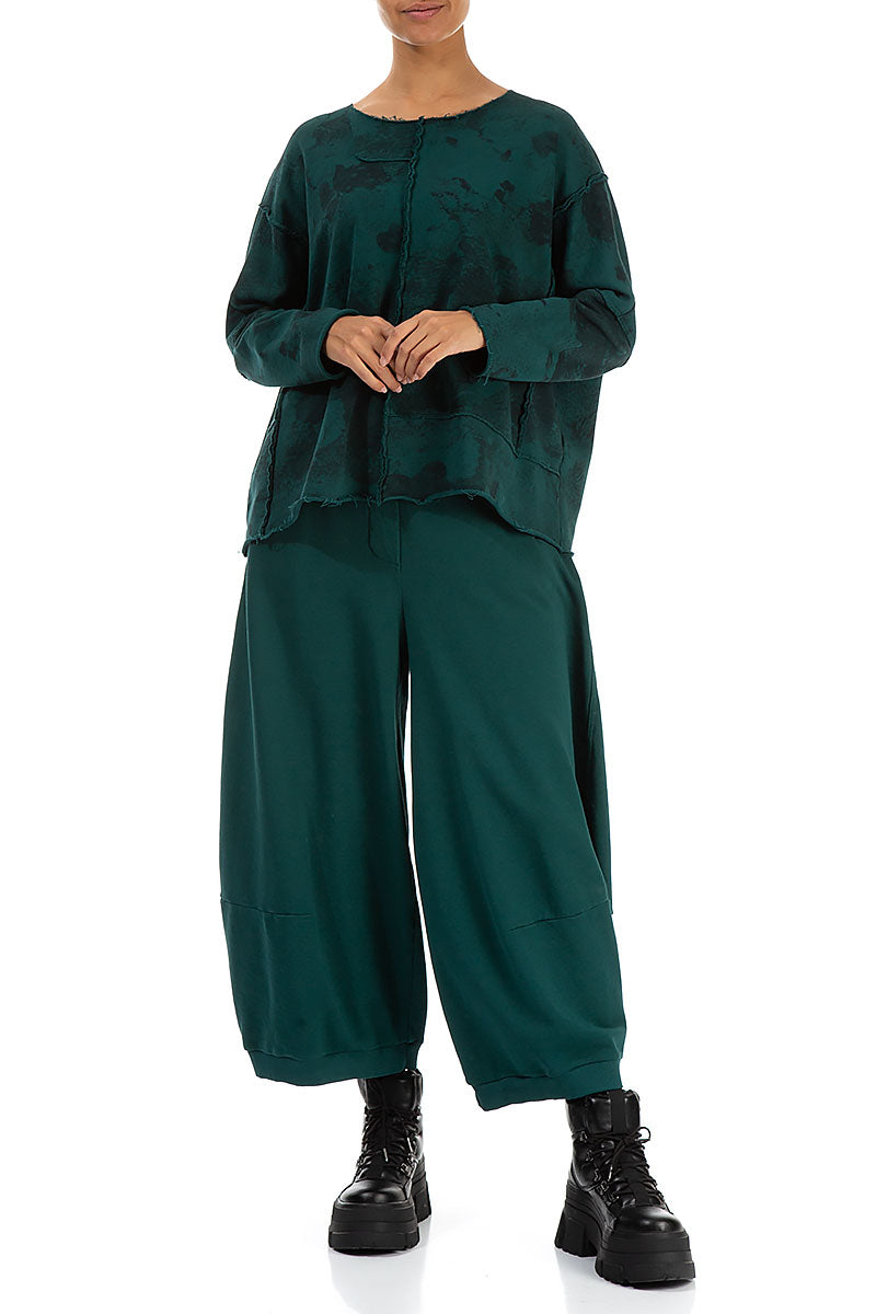 Wide Emerald Cotton Trousers