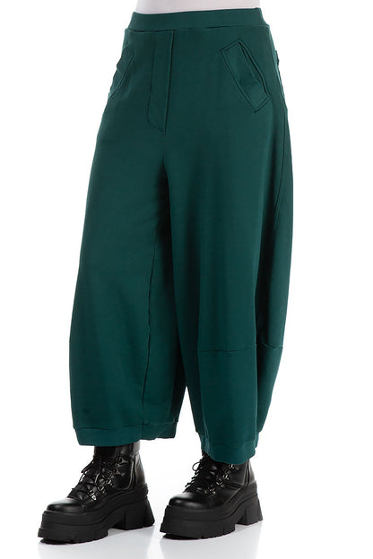 Wide Emerald Cotton Trousers