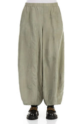 Wide Flower Pattern Forest Mist Silk Trousers 1